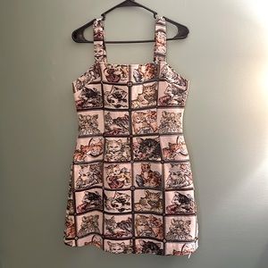 CIDER Cat Print Mini Dress - Size L
